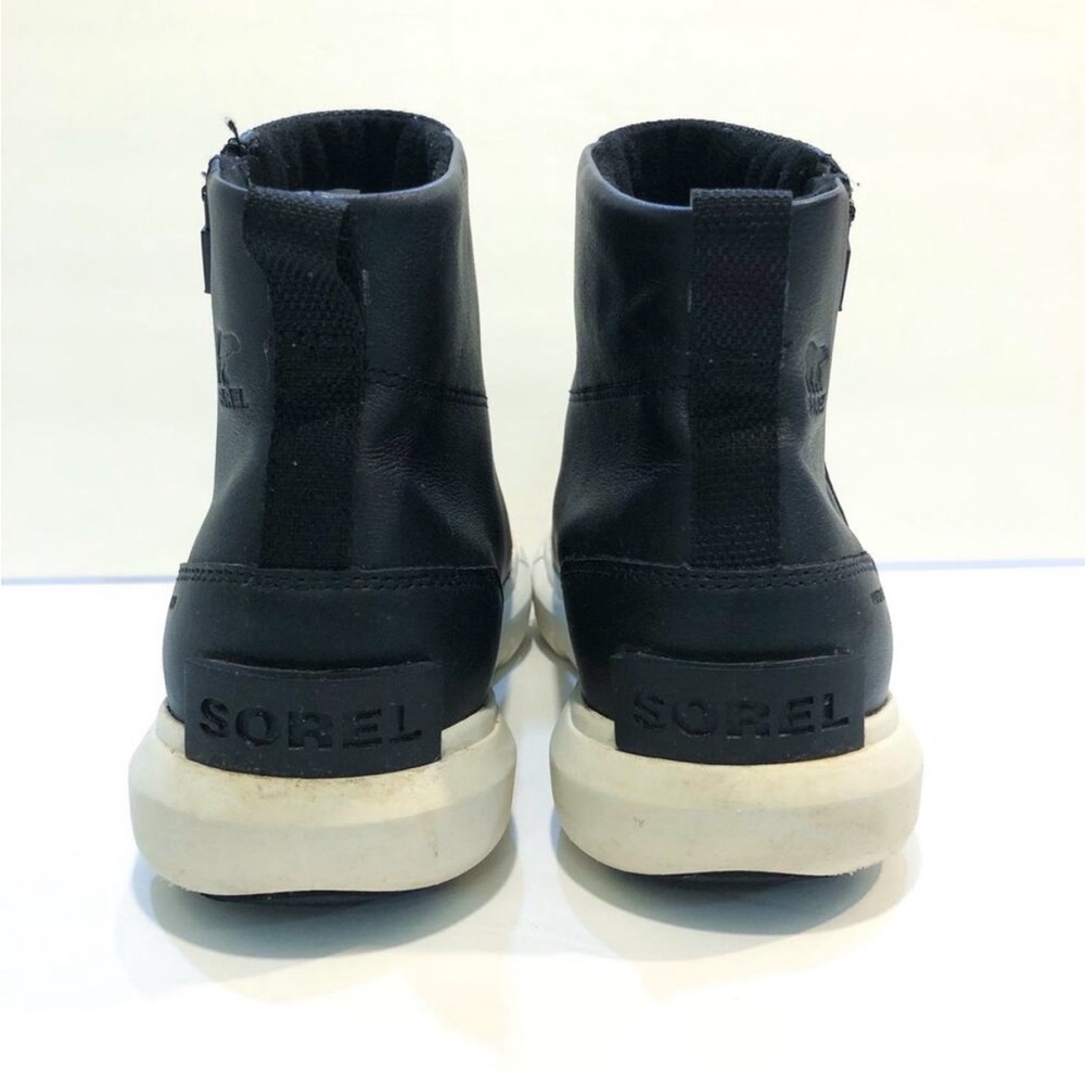Sorel EXPLORER II Black and White Ankle Boots, Zip Up, Waterproof - Picture 2 of 3